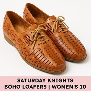 Saturday Knights Vintage Woven Leather Huarache Oxfords Tan Brazil Women’s 10